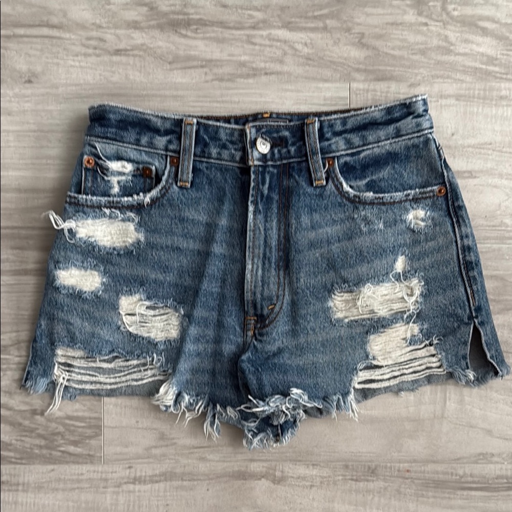 AF Abercrombie high waisted Distressed Denim Women Shorts 25 0